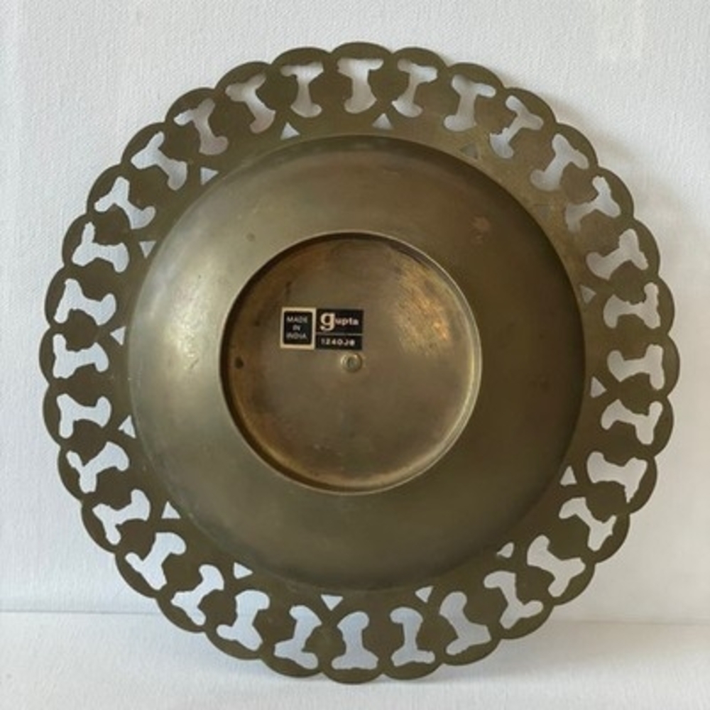 Antique Indian Hand-Painted Metal Gupta Bowl Plate 8.3" Collectible Very Good - Picture 3 of 3